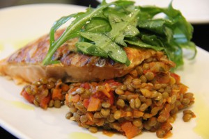 Roasted Salmon with Lentils